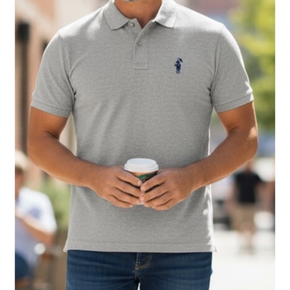 Bean Leffen XL Men’s Gray Classic Slim Polo Shirt